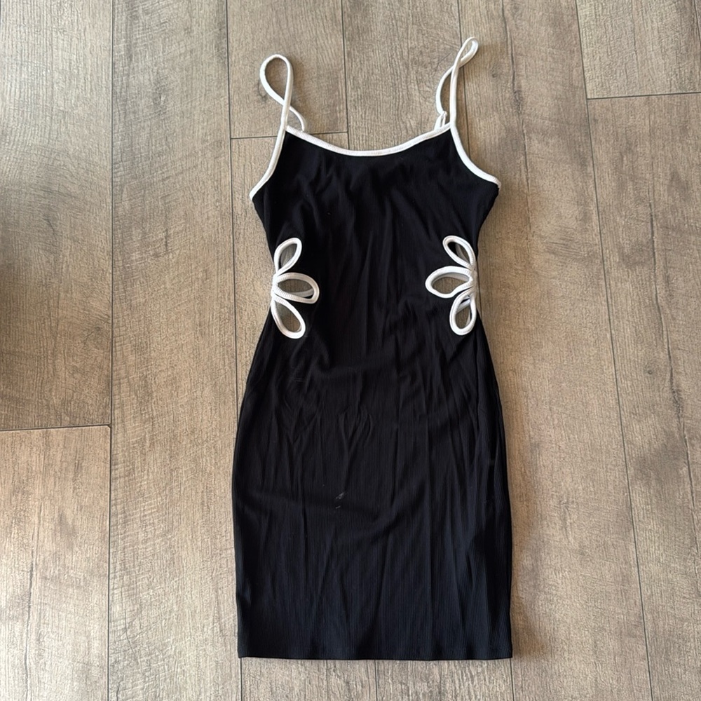 Black & White Floral Cut Out Dress